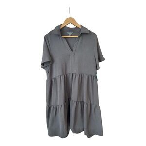 Tahari Black Short Sleeves Tiered Dress Size XL NEW